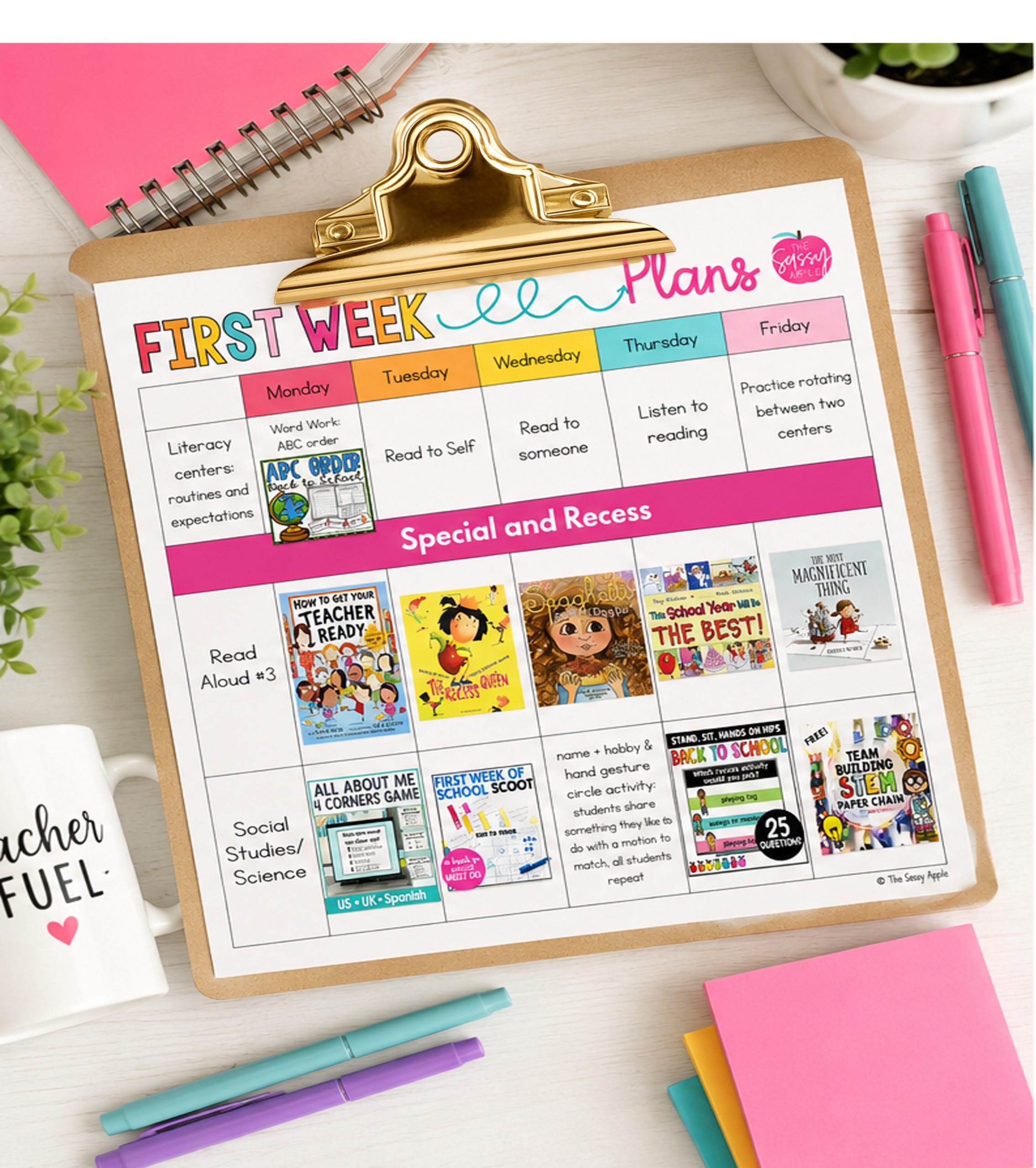 first week plans freebie