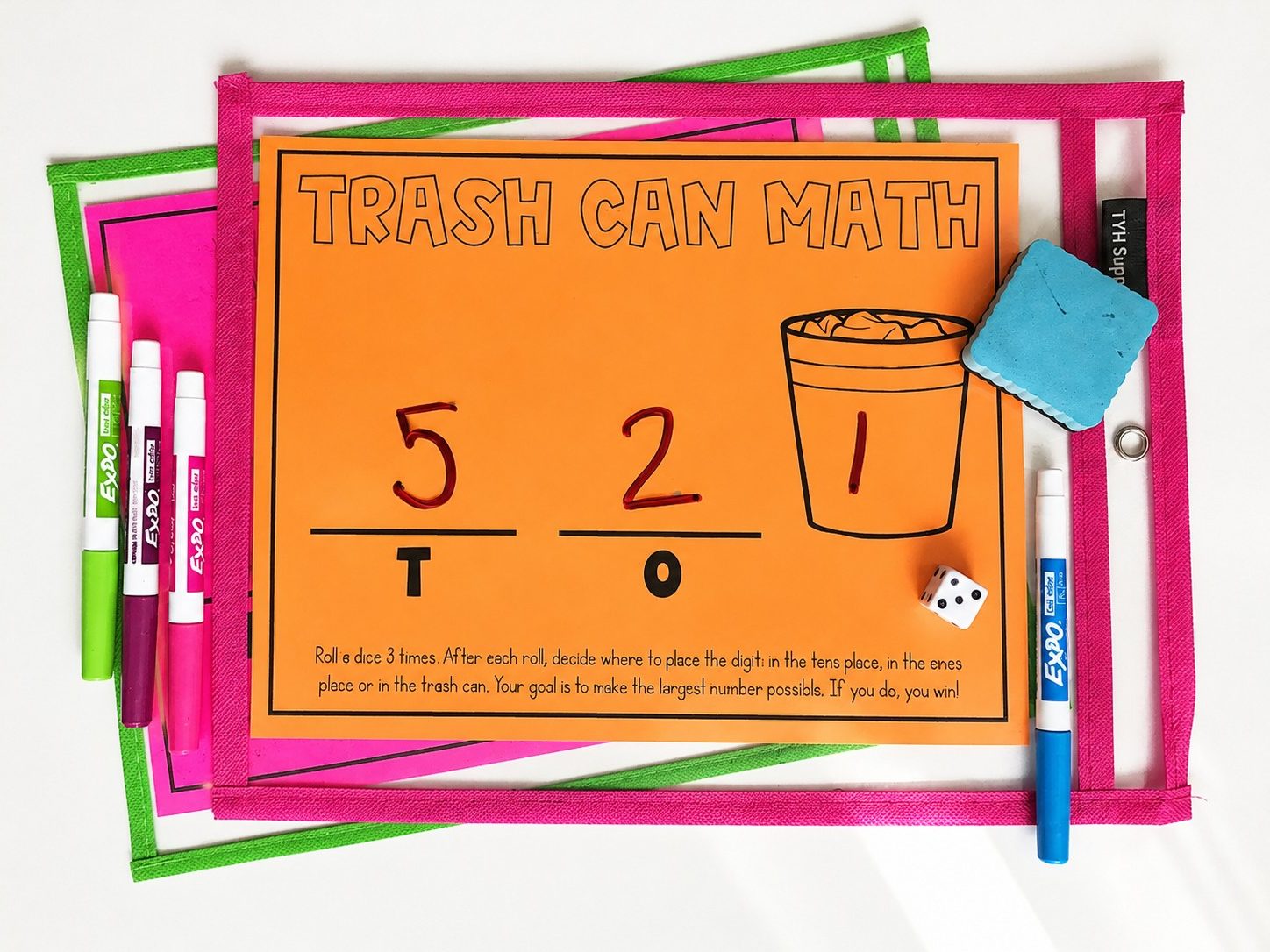 trash can math game