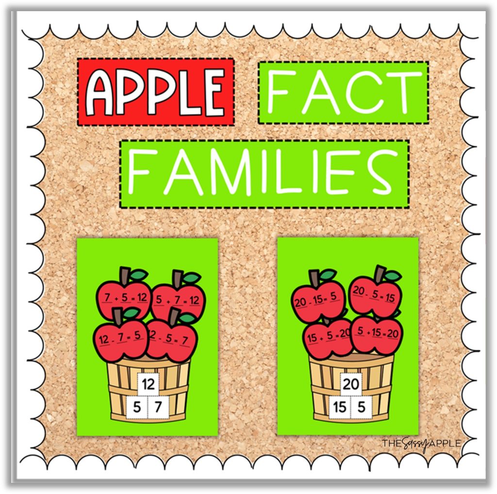 apple fact families fall bulletin board