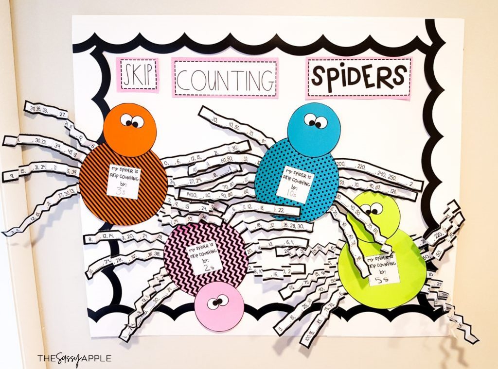 skip counting spiders math craft