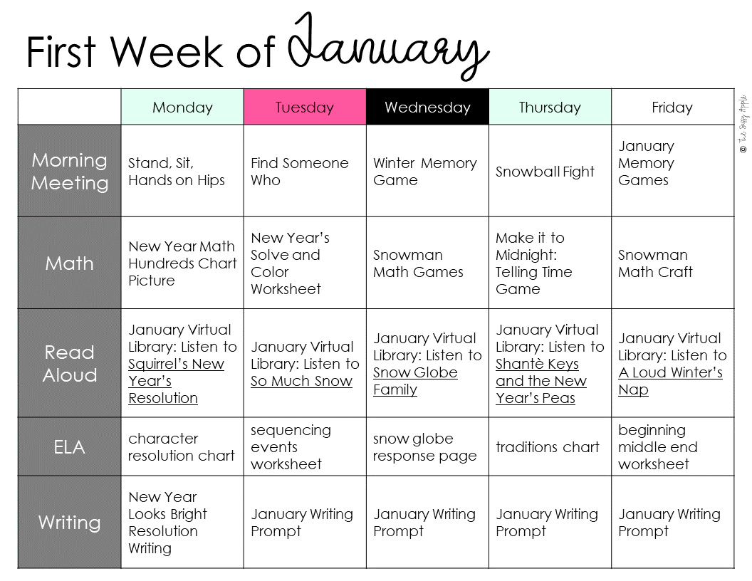 Week After Break Mini Lessons Energize the New Year: Activities for the Week After Winter Break - The ...
