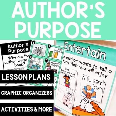 Author's Purpose Activities Worksheets Anchor Chart