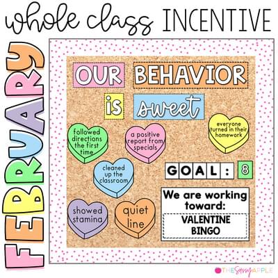February Class Incentive Valentine's Day Classroom Management Bulletin Board