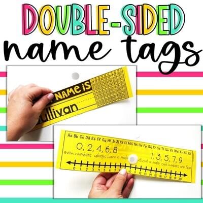 Editable Student Name Tags Desk Plates with Math Reference Tools
