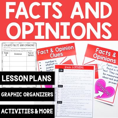 Facts and Opinions Activities Worksheets Graphic Organizers