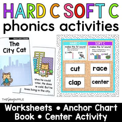Hard C and Soft C Worksheets Book Sort Activities Anchor Chart Reference Posters
