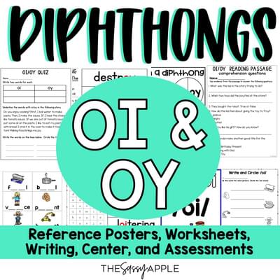 Diphthongs OI & OY Activities Worksheets Reading Writing